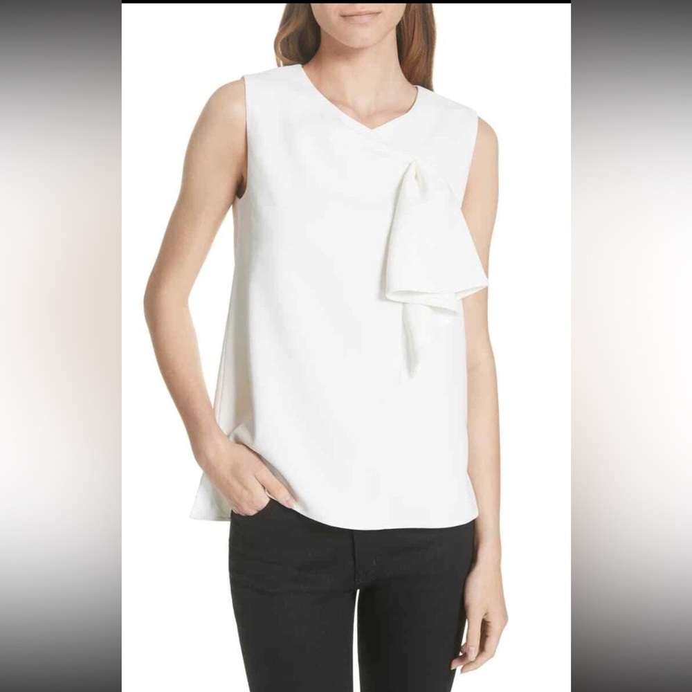 EUC Ted Baker Kelliss Sculpted Bow Sleeveless Top Ivory size Small